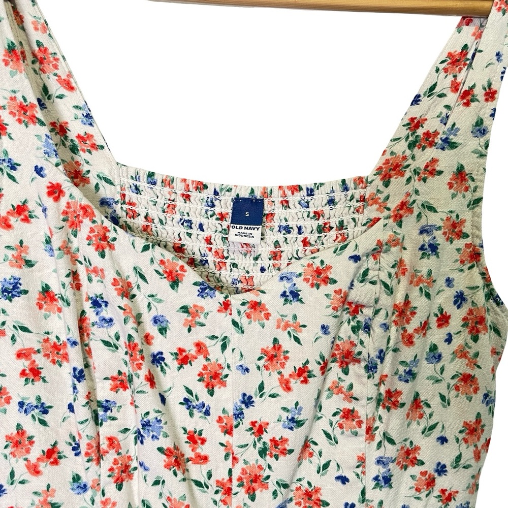 Old Navy Linen Blend Fit & Flare Sleeveless Midi Dress Americana, Size S - Picture 3 of 12